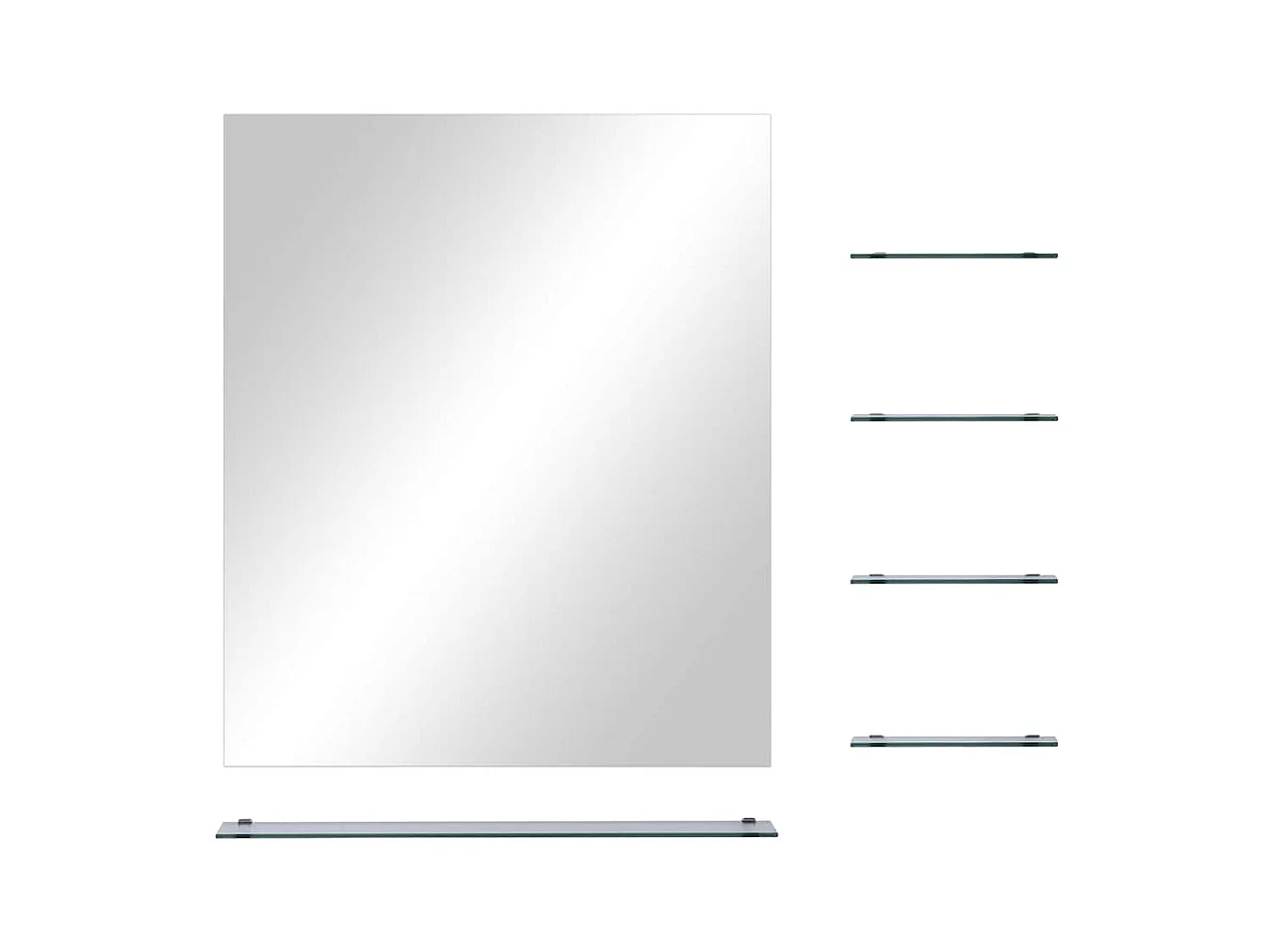 Wandspiegel met 5 planken Zilver 50 x 60 cm