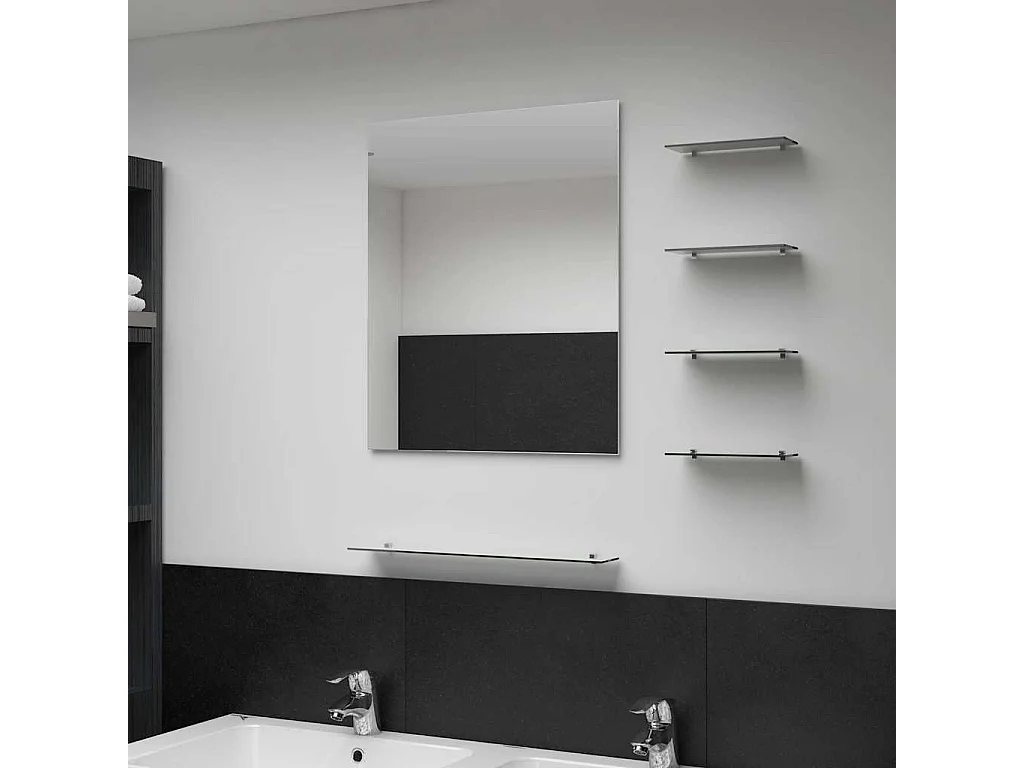 Espejo de pared con 5 estantes Plata 50x60 cm