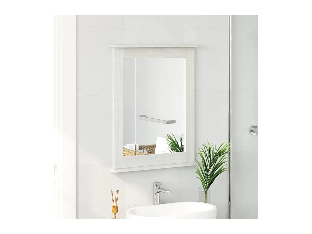 Miroir VIGO Blanc 55,5 x 5 x 70 cm Bois massif en pin