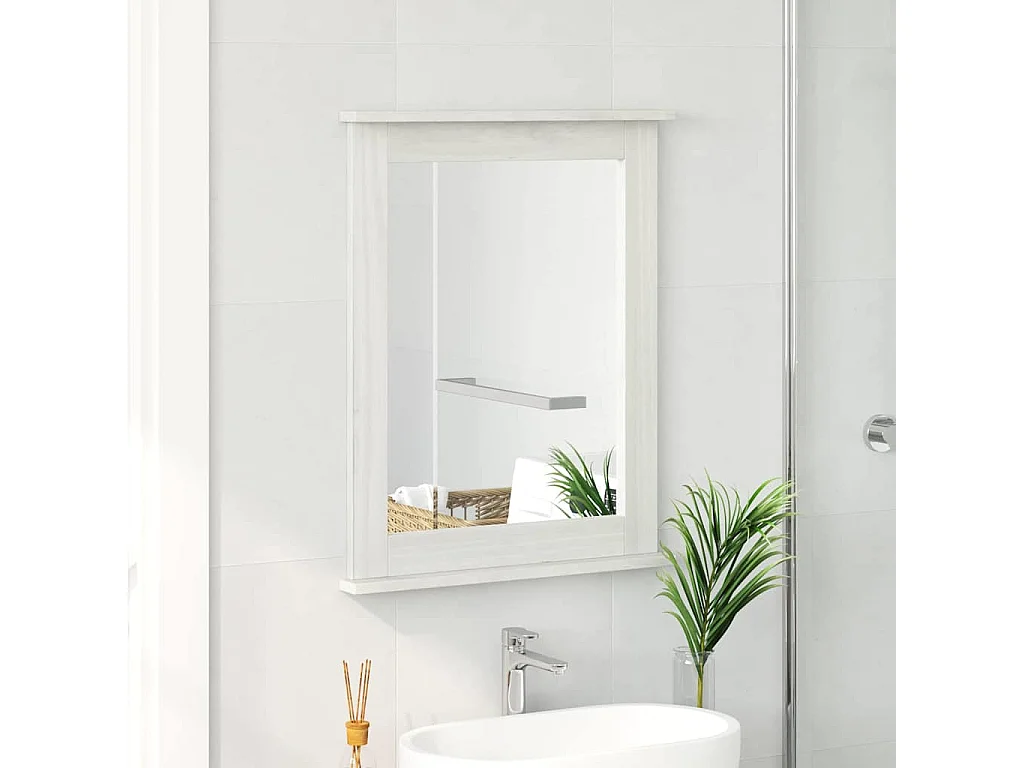 Miroir VIGO Blanc 55,5 x 5 x 70 cm Bois massif en pin