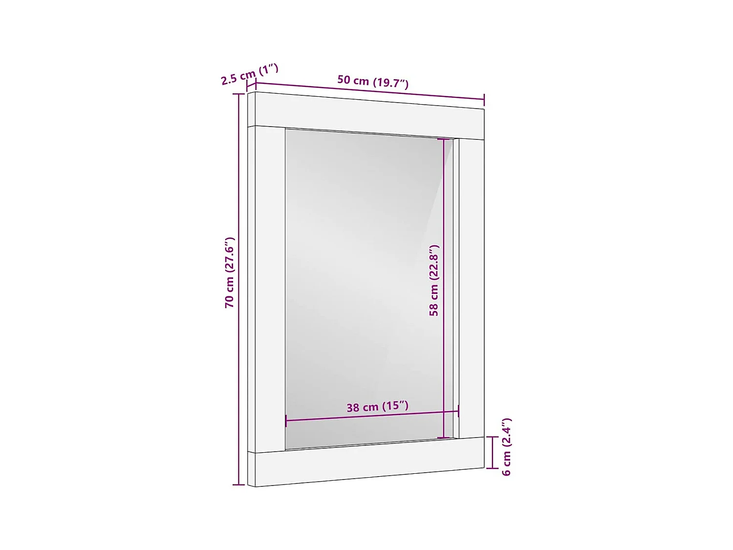 Miroir de salle de bain Marron, argent 50 x 70 x 30 cm