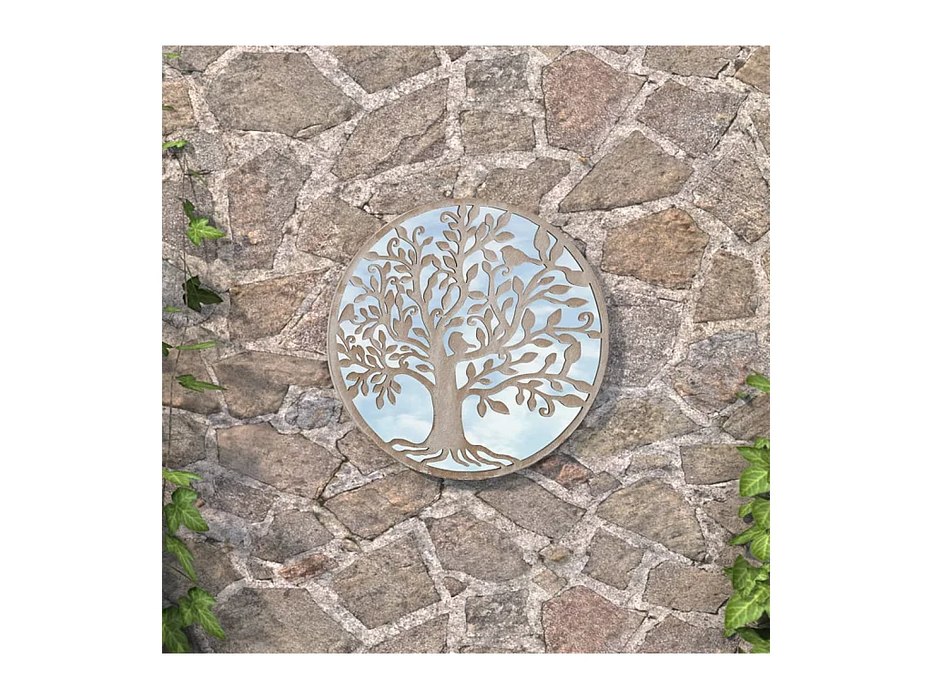 Gartenspiegel Sand 40x2,5cm Eisen Rund Außenbereich