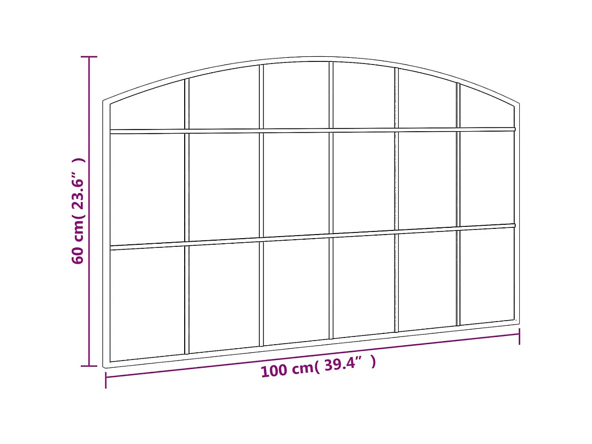 Specchio da parete nero 100x60 cm arco in ferro