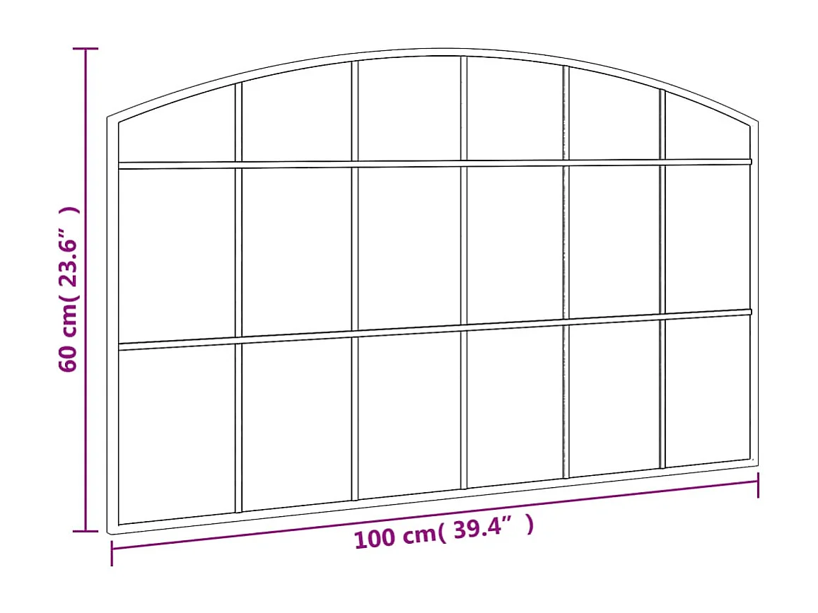 Espejo de pared negro 100x60 cm arco de hierro