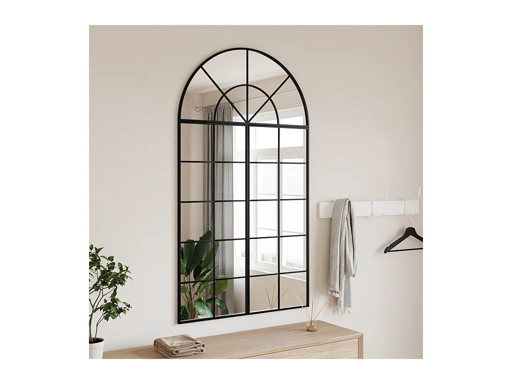 Specchio da parete nero 80x140 cm arco in ferro