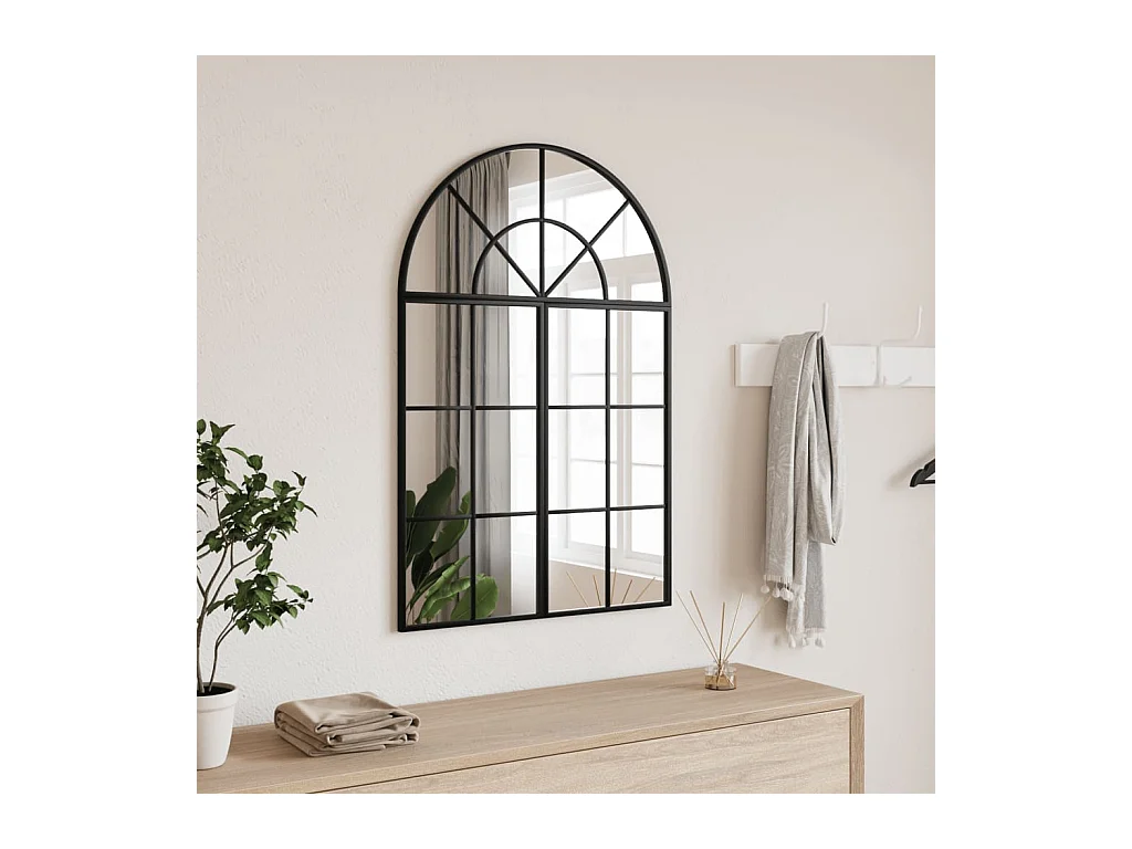 Specchio da parete nero 60x90 cm arco in ferro