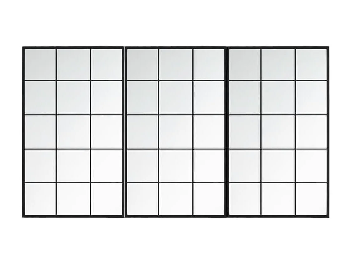 Espejos de pared 3 piezas negro 100x60 cm metal