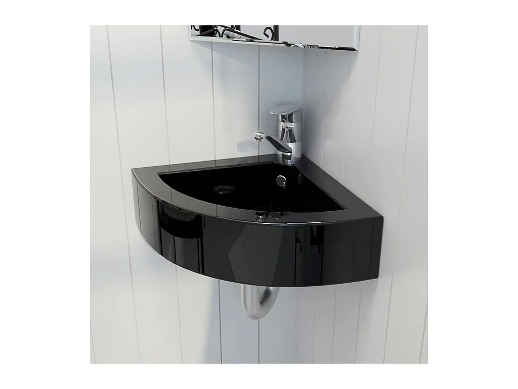 Lavabo con foro troppo pieno 45x32x12,5 cm Nero