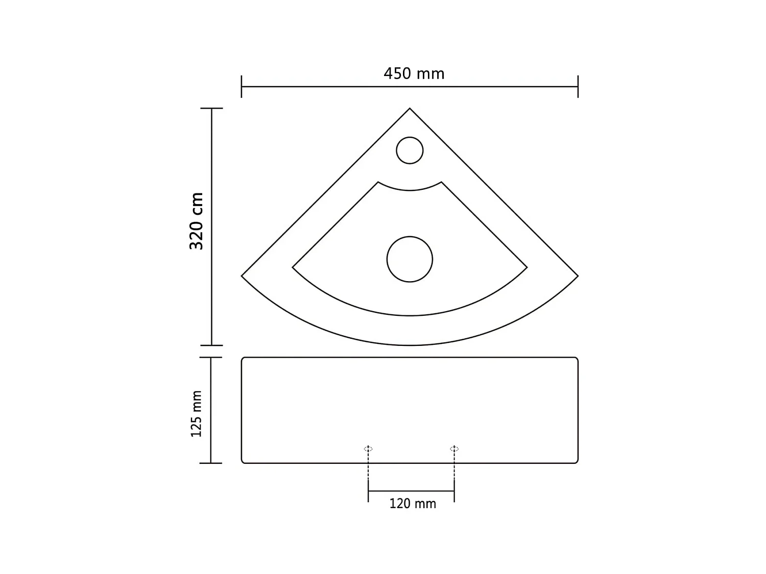 Lavabo con foro troppo pieno 45x32x12,5 cm Nero