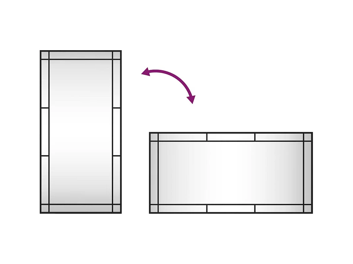 Espejo de pared negro 50x100 cm rectangular hierro