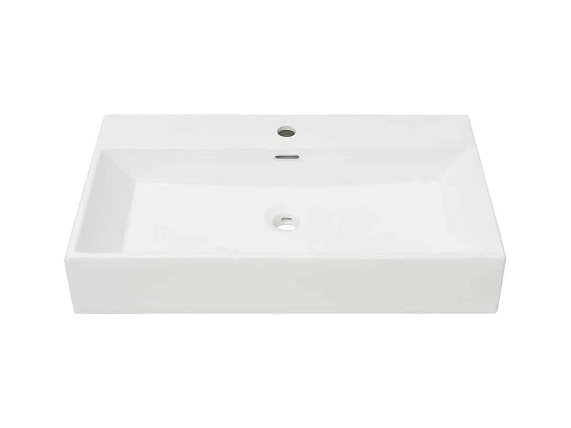 Lavabo in ceramica con foro rubinetto Bianco 76x42,5x14,5 cm