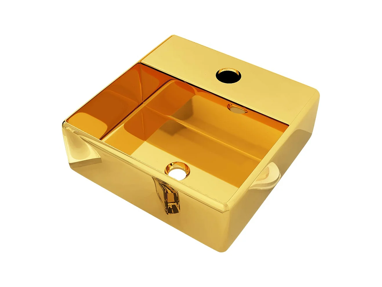 Lavabo con orificio para grifería 38 x 30 x 11,5 cm Cerámica Oro
