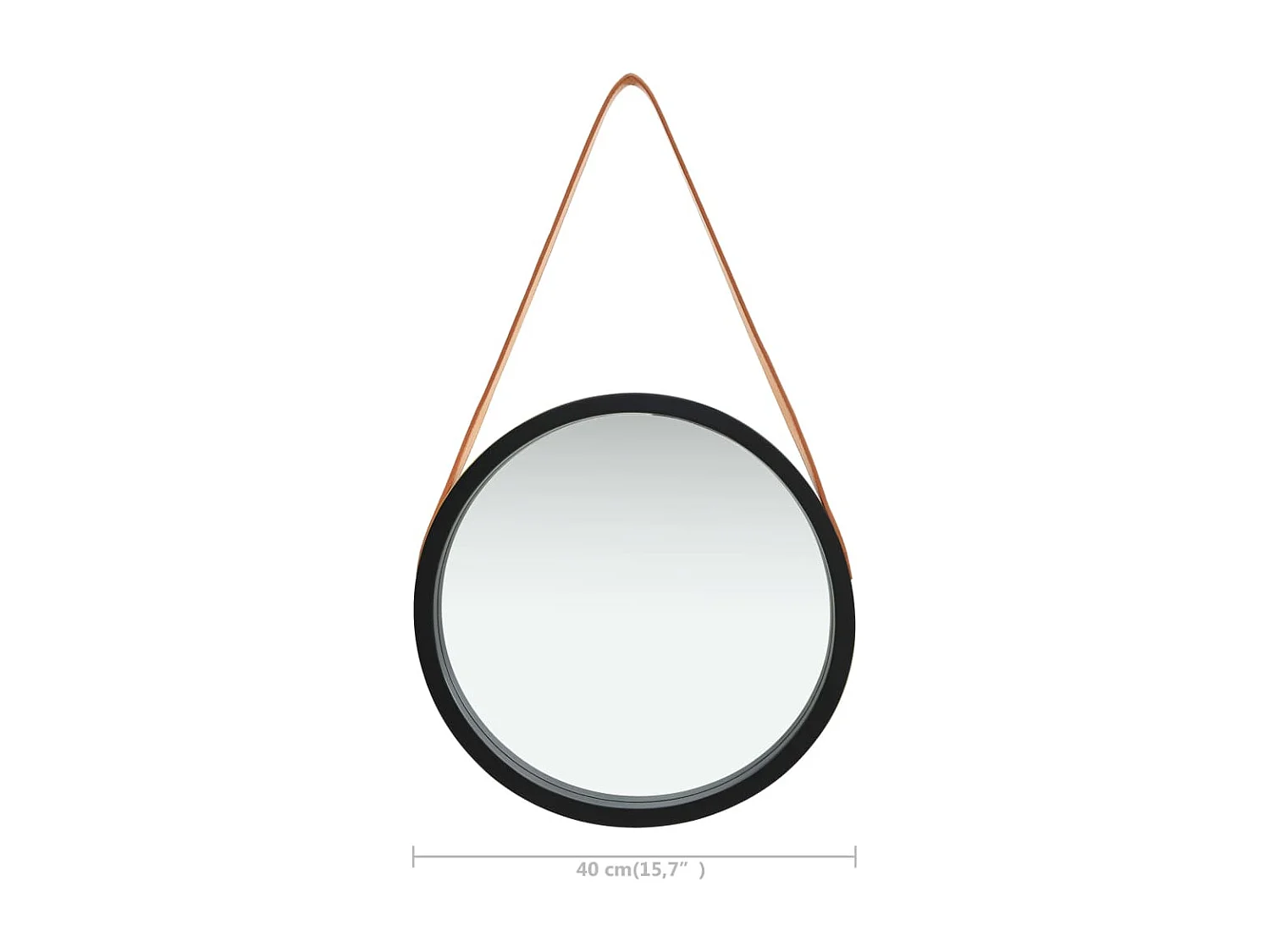 Wandspiegel met band 40 cm Zwart