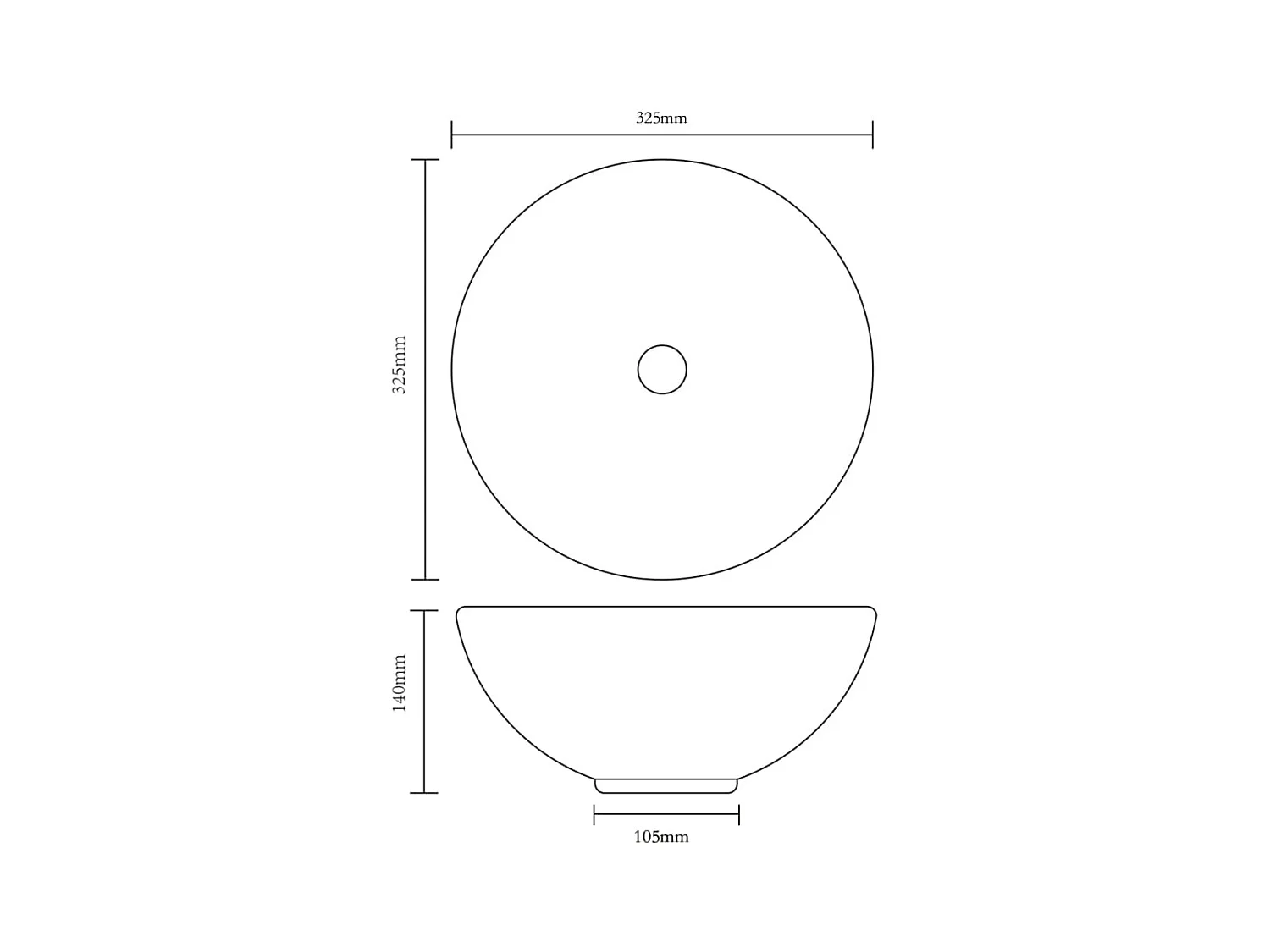 Lavandino da bagno rotondo in ceramica bianca