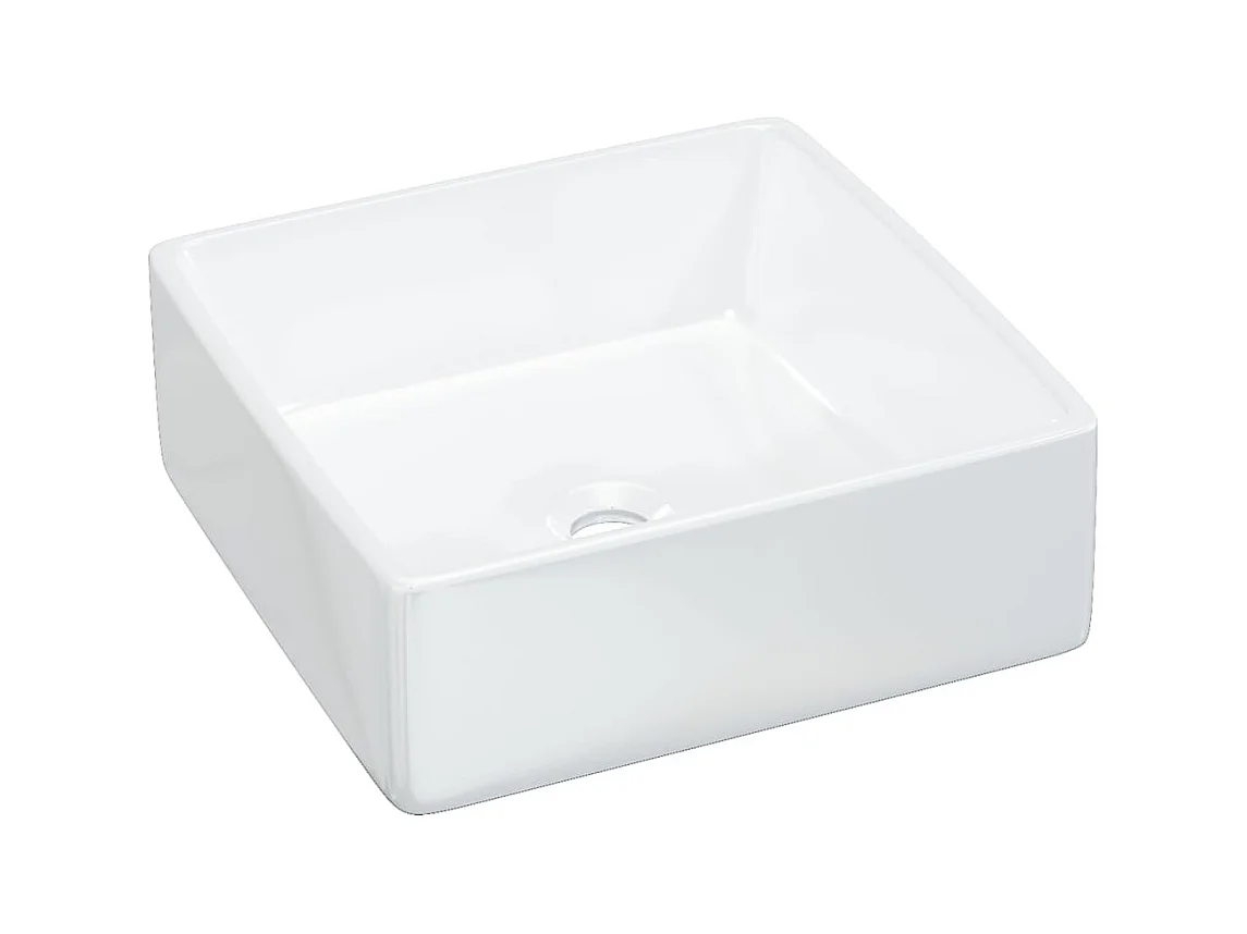 Witte wastafel 37x37x13 cm vierkant keramiek