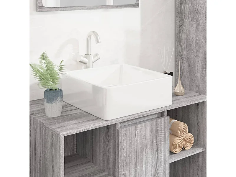 Witte wastafel 37x37x13 cm vierkant keramiek