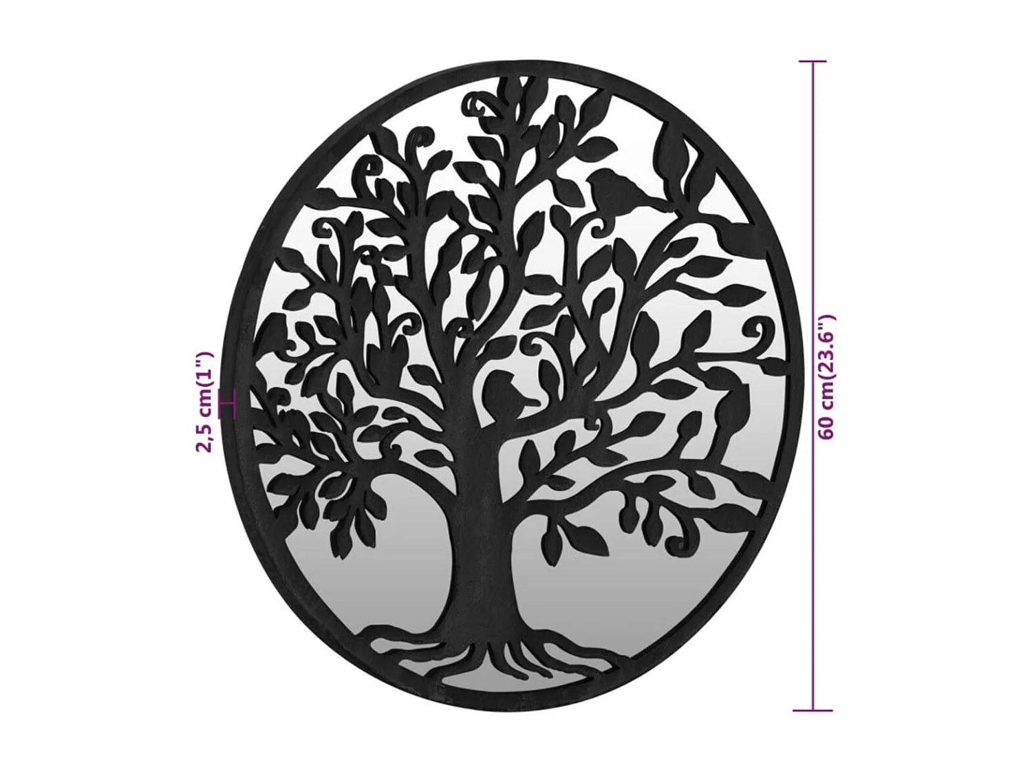 Zwarte spiegel 60x2,5 cm IJzer voor binnengebruik