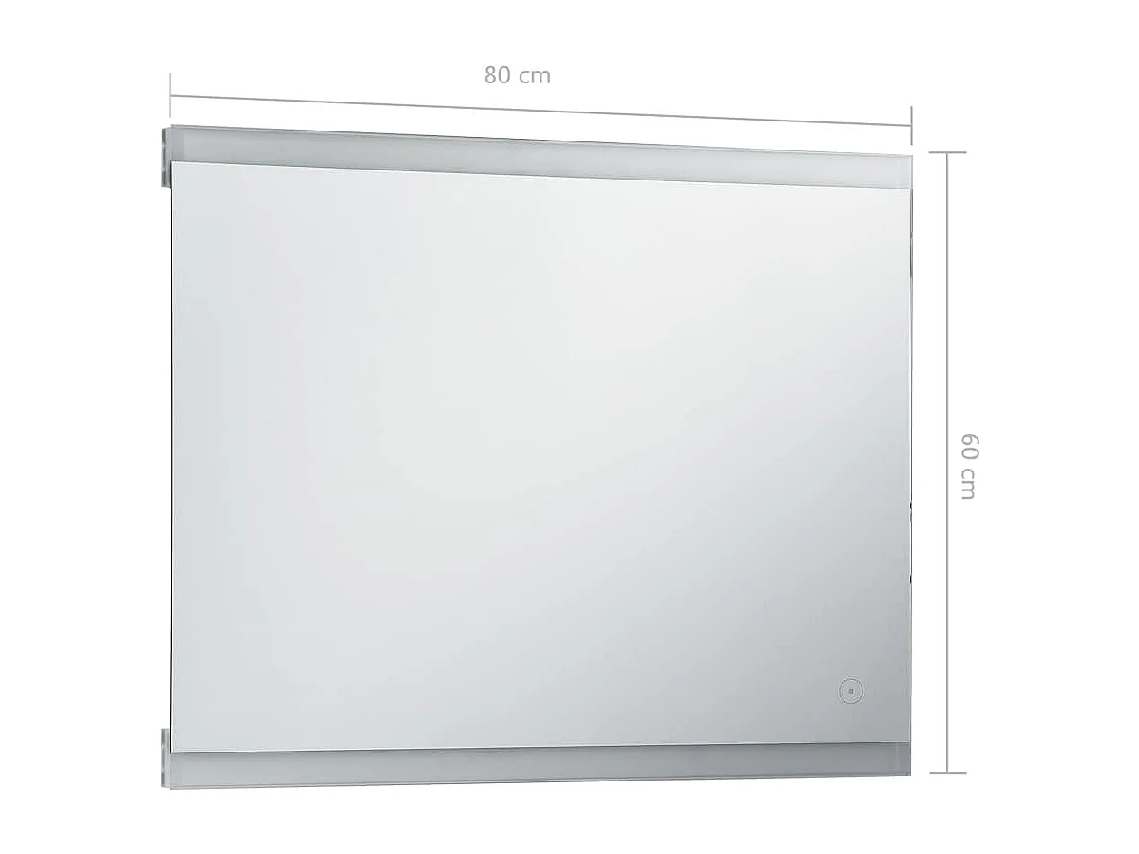Espejo de pared LED para baño con sensor táctil 80x60 cm