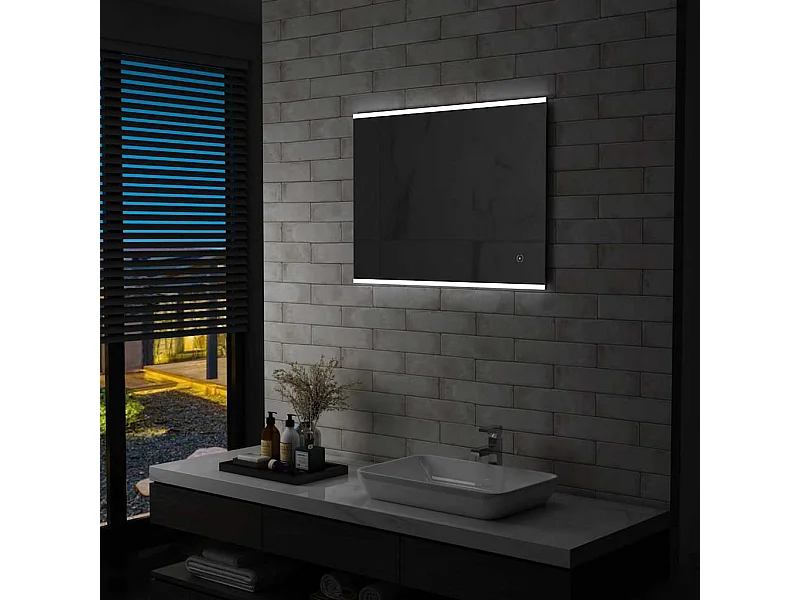 Espejo de pared LED para baño con sensor táctil 80x60 cm