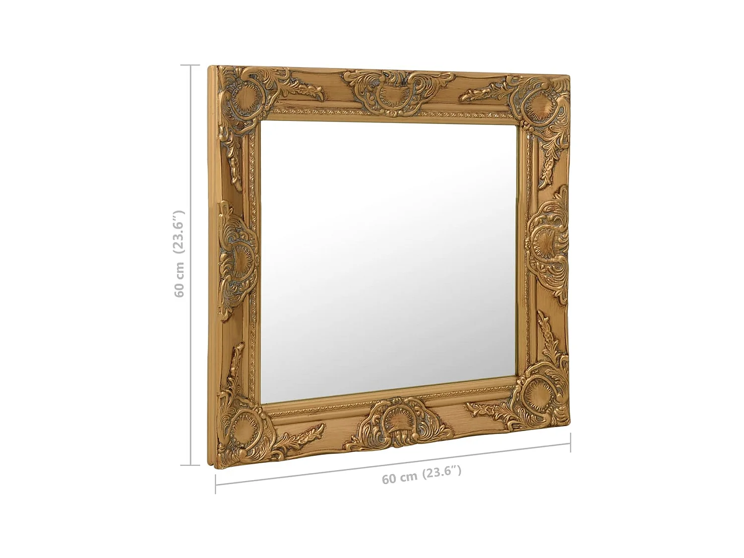 Miroir mural style baroque 60x60 cm Doré