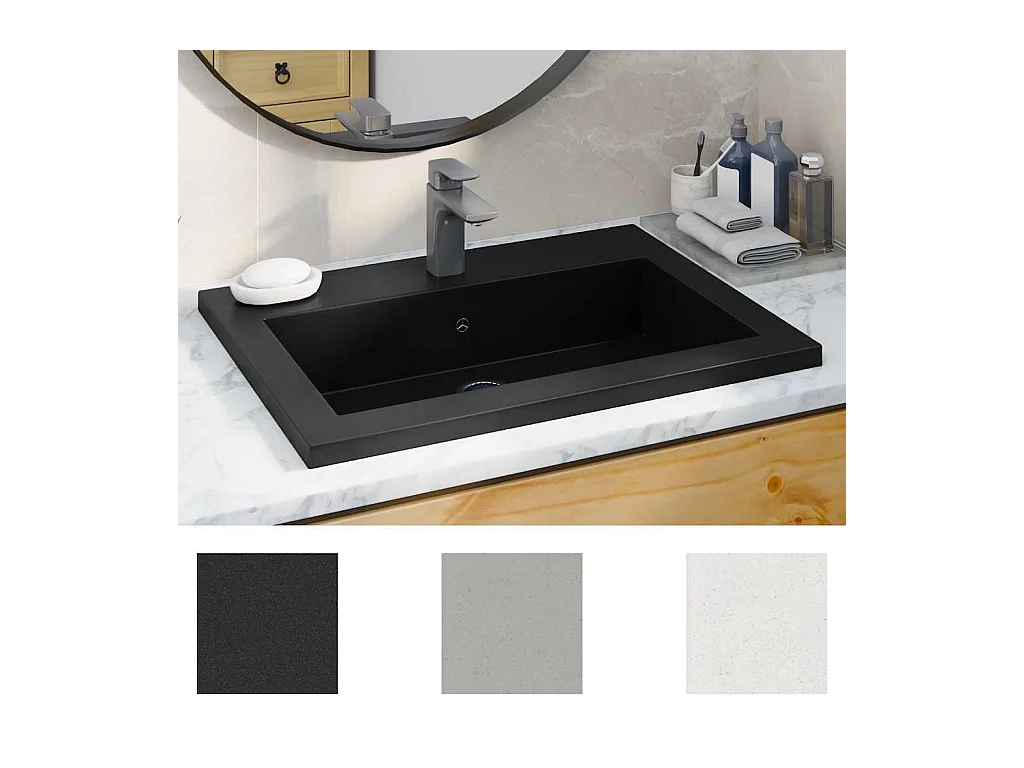 Lavello in granito 600 x 450 x 120 mm Nero