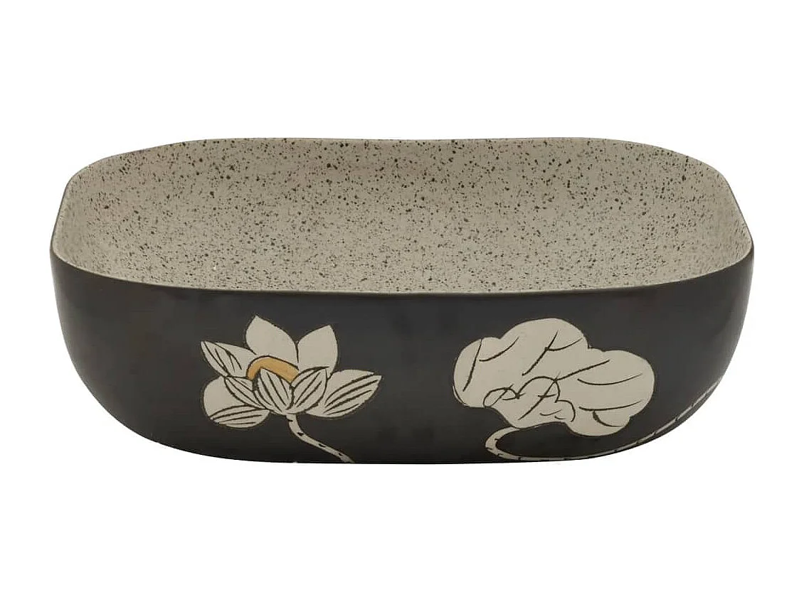 Lavabo sobre encimera rectangular gris/negro 48x37,5x13,5cm de cerámica
