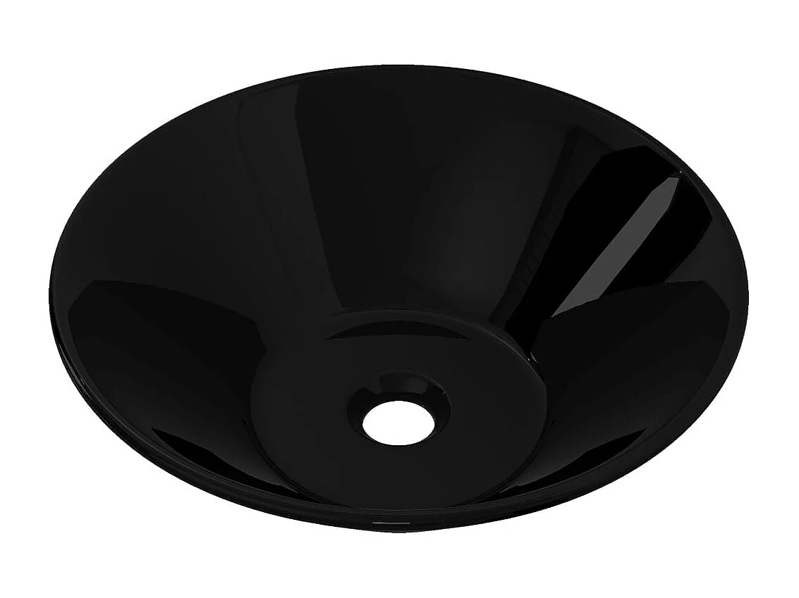 Lavabo redondo de cerámica negra para baño.