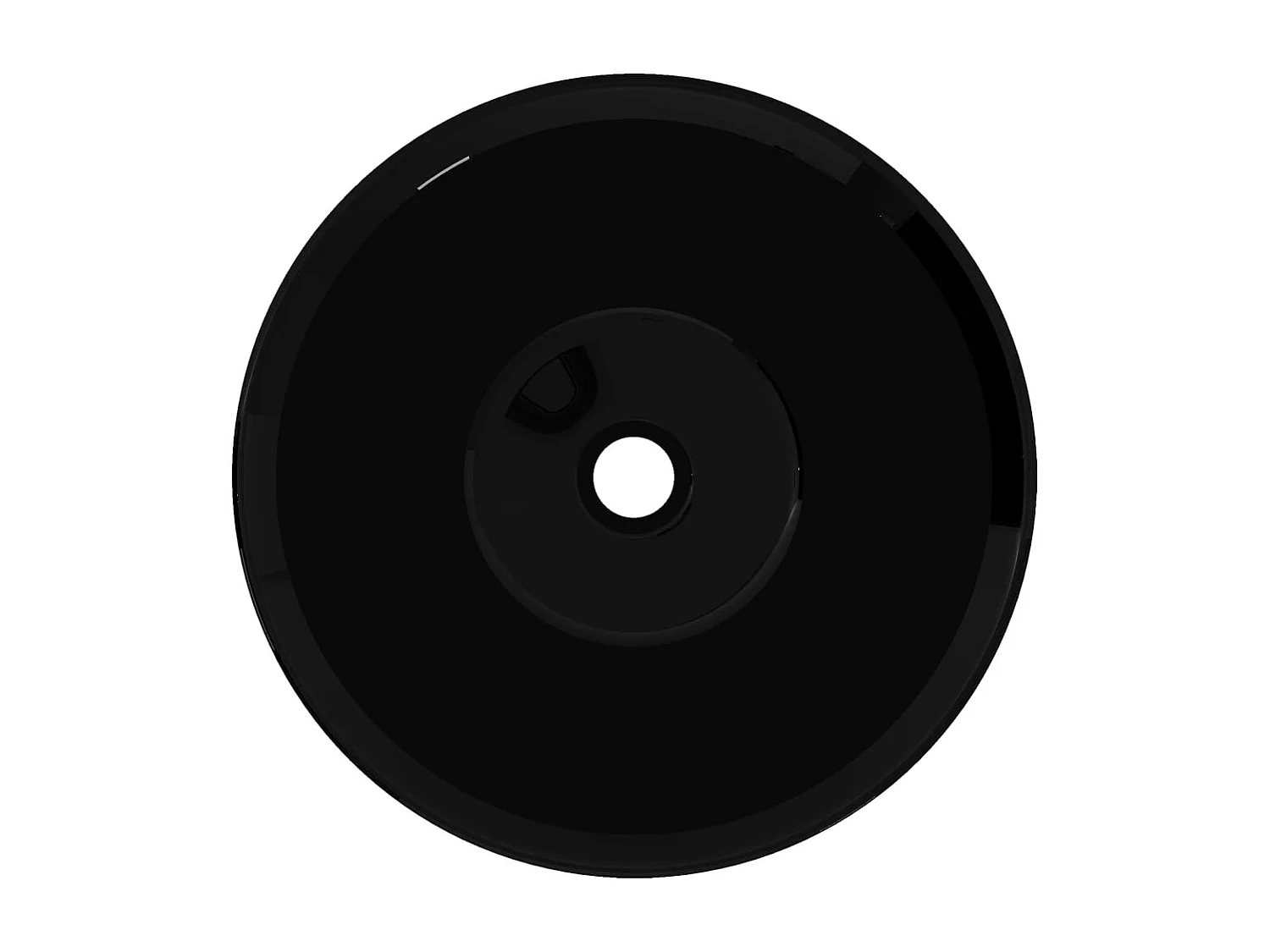 Lavabo redondo de cerámica negra para baño.