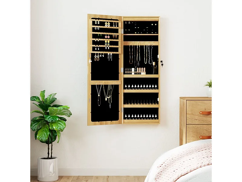 Armoire à bijoux avec miroir et éclairage LED mural