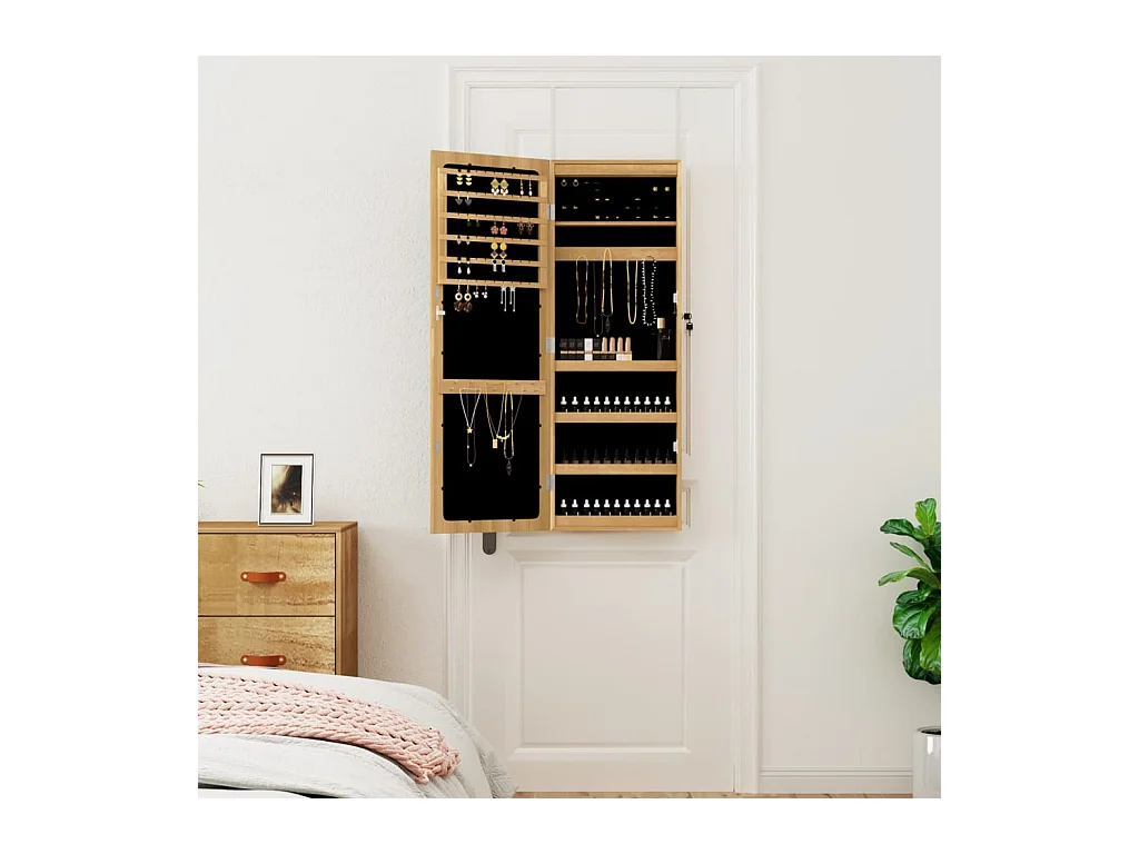 Armoire à bijoux avec miroir et éclairage LED mural