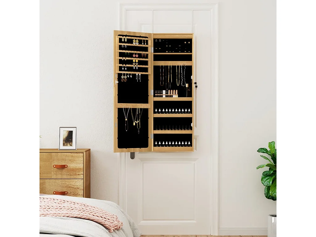 Mobile portagioie con specchio e illuminazione a LED a parete