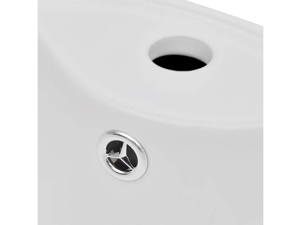 Lavabo de baño de cerámica blanca con orificio para grifo/rebosadero