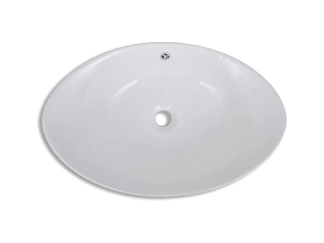 Ovale keramische spoelbak met overloop 59 x 38,5 cm