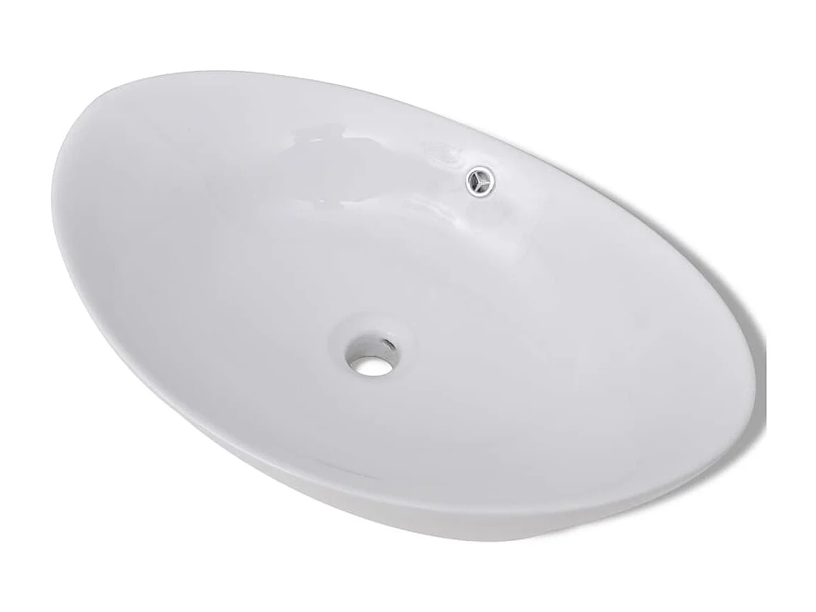Lavabo ovale in ceramica con troppopieno 59 x 38,5 cm