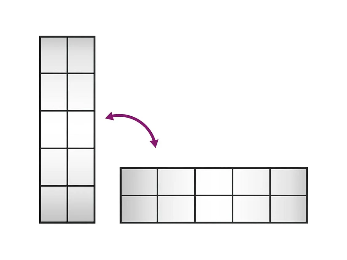 Specchio da parete nero 30x100 cm rettangolare in ferro