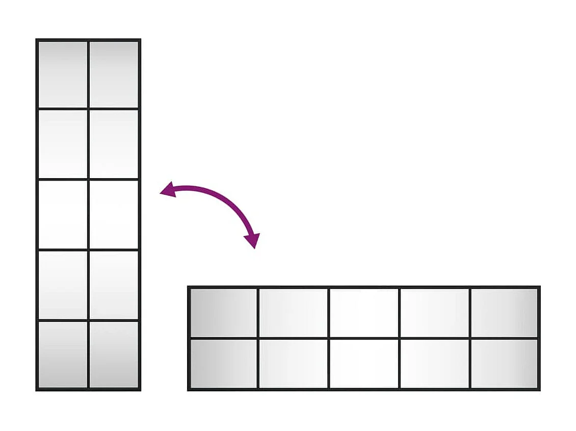 Espejo de pared negro 30x100 cm rectangular hierro