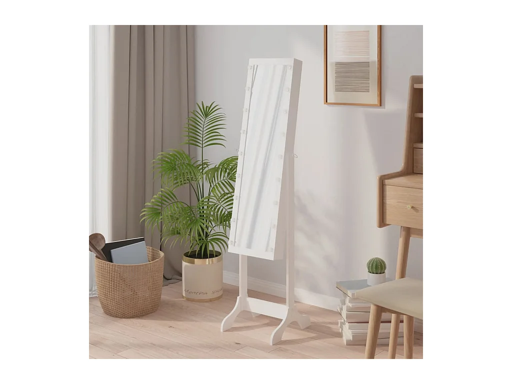 Espejo de pie blanco con LED blanco 34x37x146 cm