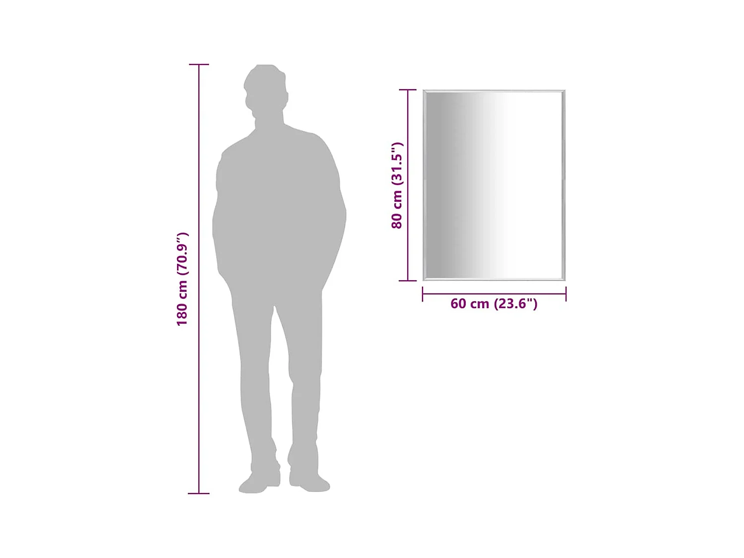 Zilveren spiegel 80x60 cm