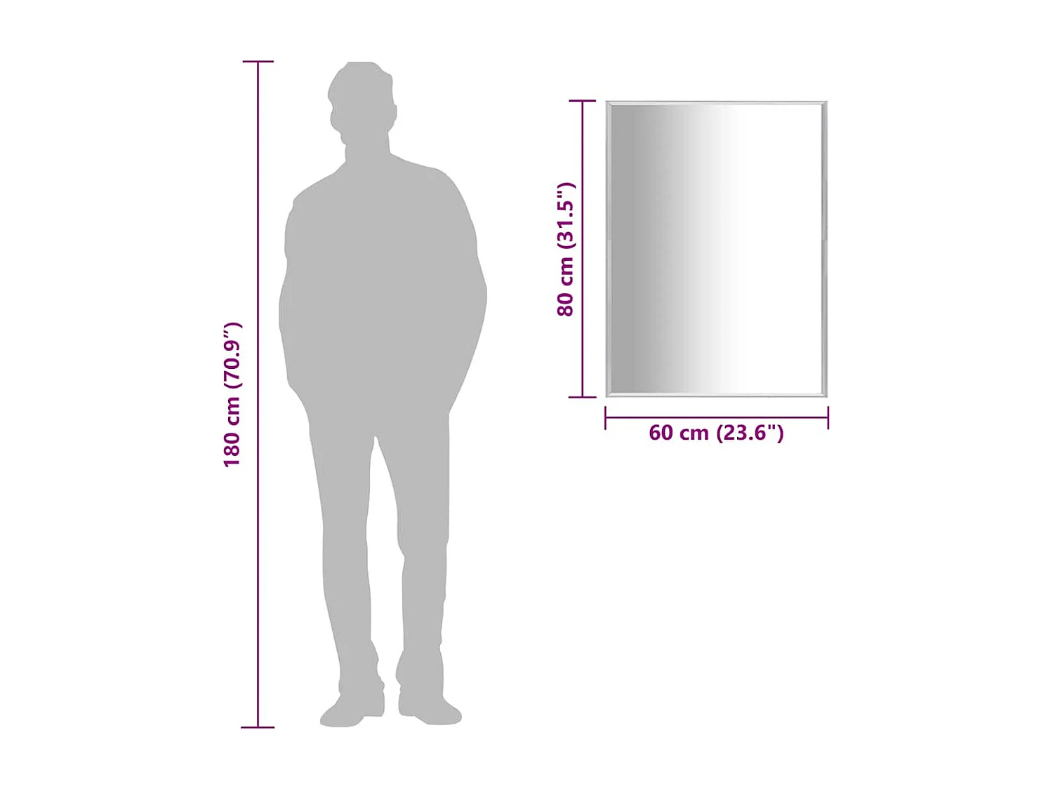 Specchio argentato 80x60 cm