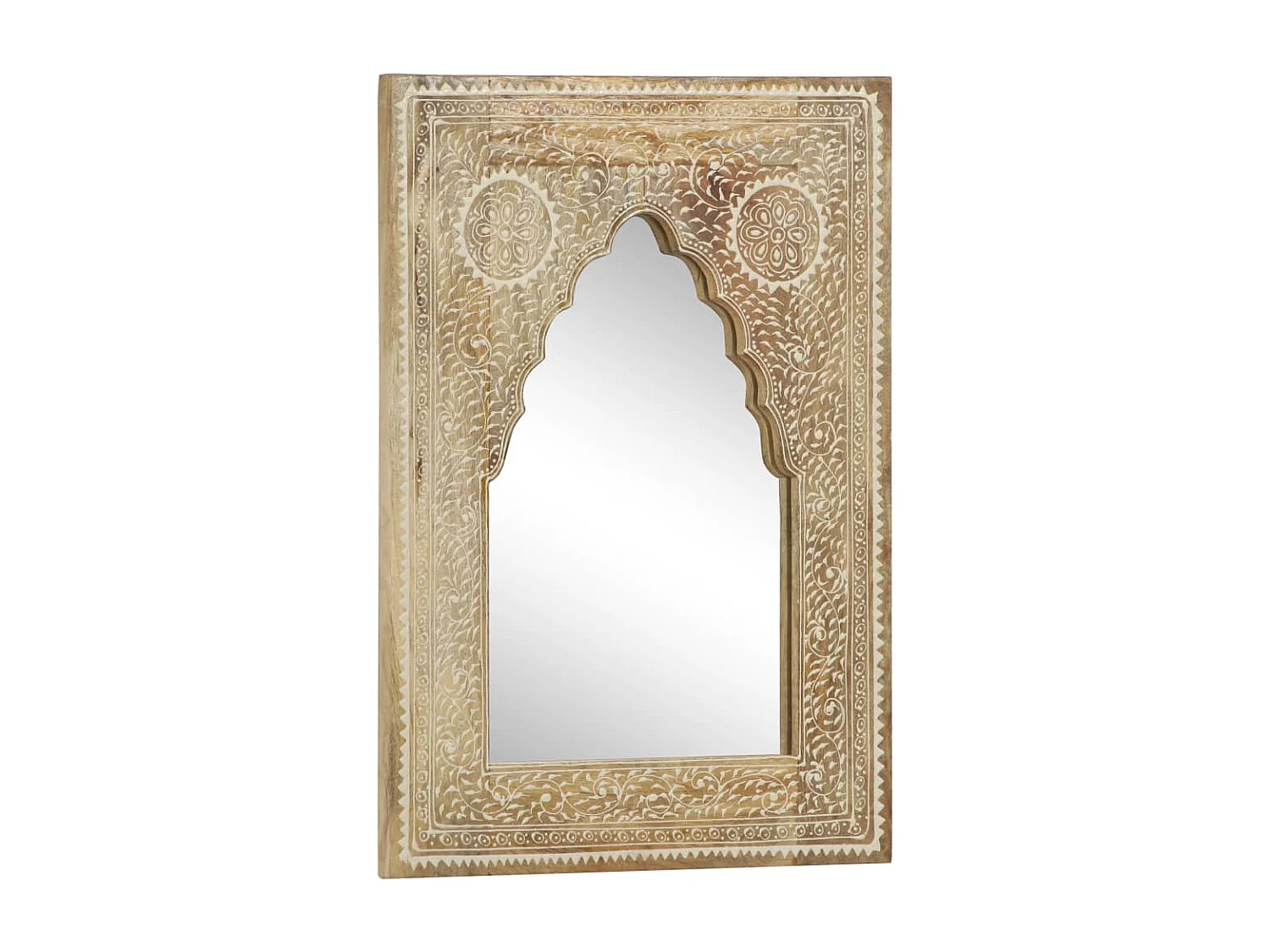 Specchio dipinto a mano 40x55 cm Legno massello di mango