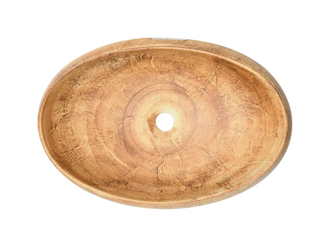 Lavabo sobre encimera ovalado marrón 59x40x15 cm de cerámica