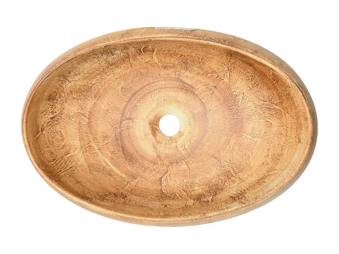Lavabo sobre encimera ovalado marrón 59x40x15 cm de cerámica