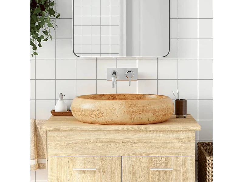 Braunes ovales Aufsatzwaschbecken 59x40x15 cm Keramik