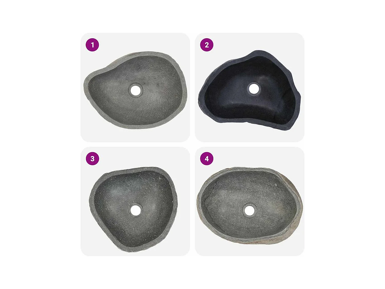 Lavabo ovalado de piedra de río (37-46) x (29-36) cm