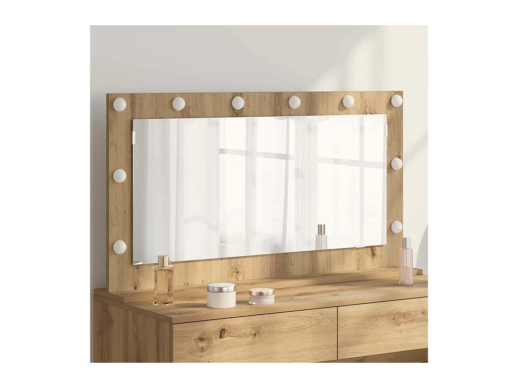 Miroir de vanité avec miroir Chêne artisanal 100 x 55 x 18 cm