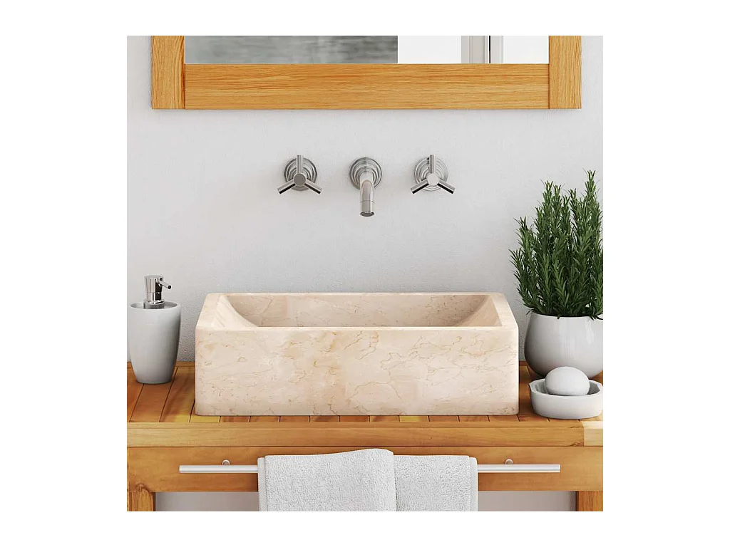 Wastafel 45x30x12 cm glanzend crème marmer