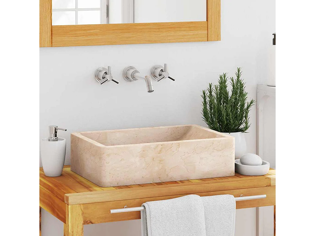 Lavabo 45x30x12 cm mármol crema brillo