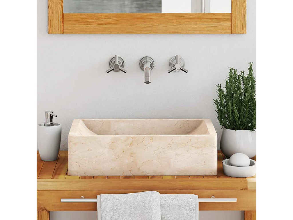 Lavabo 45x30x12 cm mármol crema brillo