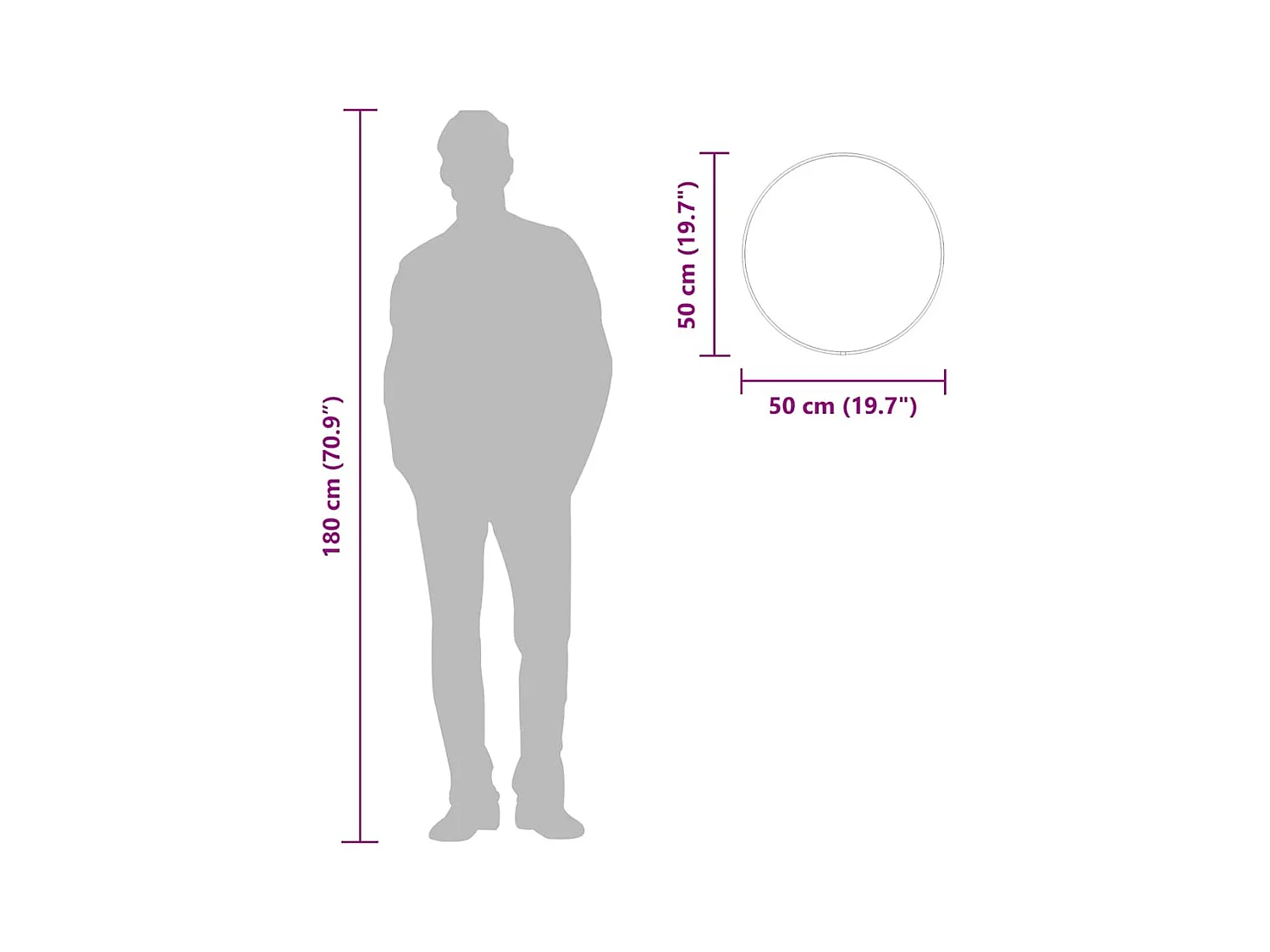 Zilveren wandspiegel Ø 50 cm Rond