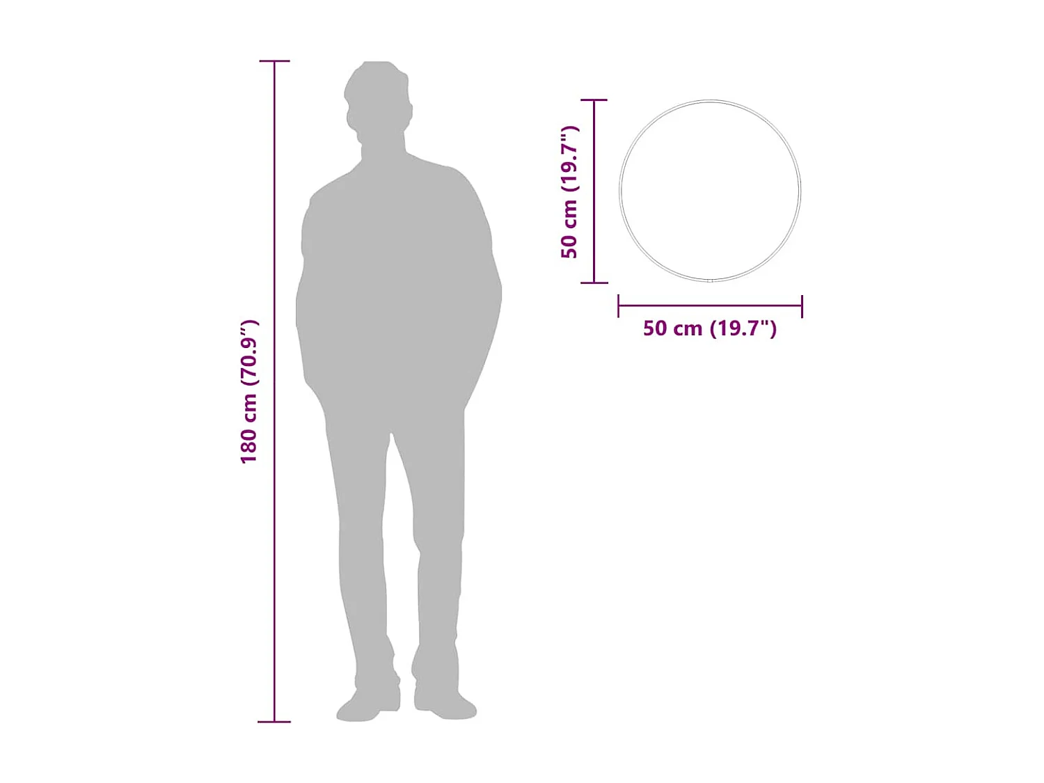 Specchio da parete argentato Ø 50 cm Rotondo